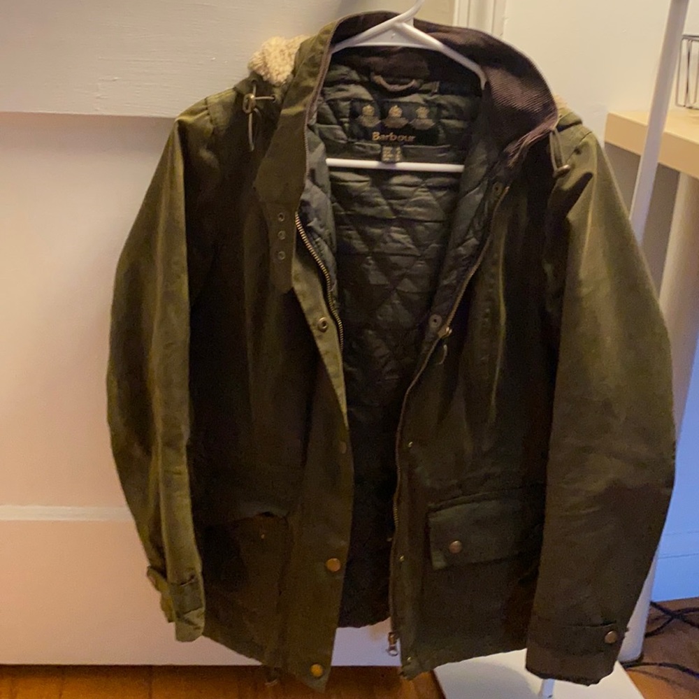 Barbour Convoy Wax Jacket. Olive green.USA 4/UK 8